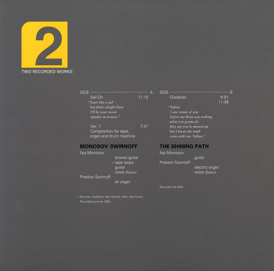 MONOSOV/SWIRNOFF - Two Recorded Works (Volume 2)