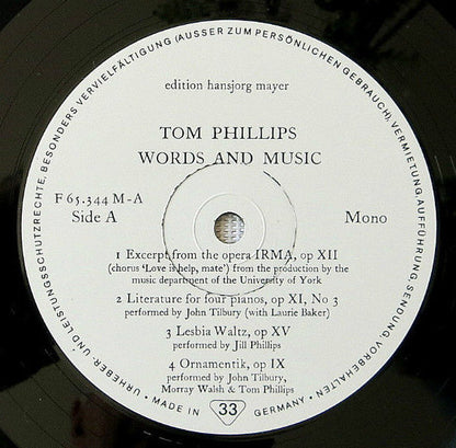 PHILLIPS, TOM - Words And Music