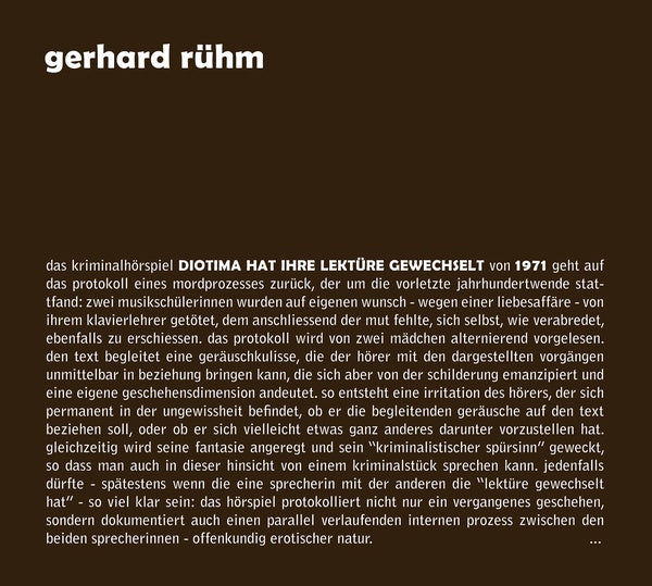 RUHM, GERHARD - Diotima Hat Ihre Lekture Gewechselt